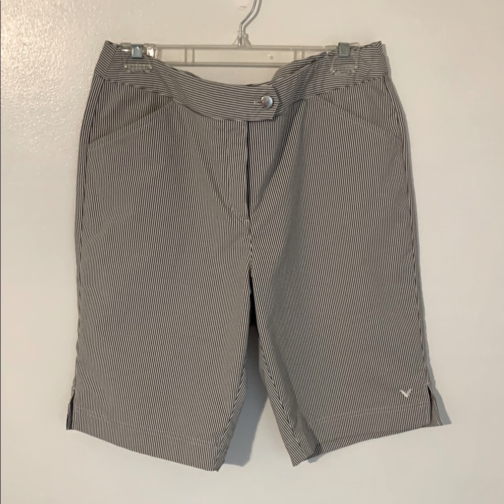 Women's Callaway Striped Shorts in Gray and White